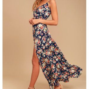 Lulus Everlasting Bliss Navy Blue Floral Print